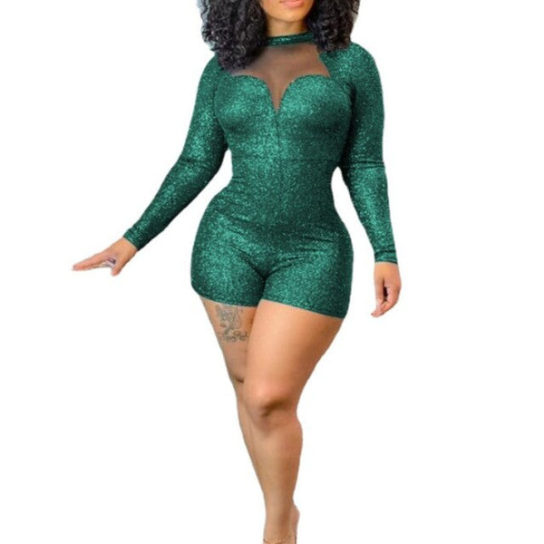 Shining Long Sleeve Party Romper