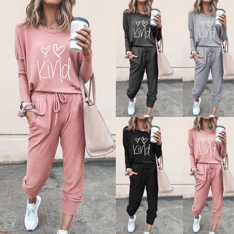 O-neck Solid Pullover Tracksuit