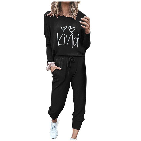 O-neck Solid Pullover Tracksuit