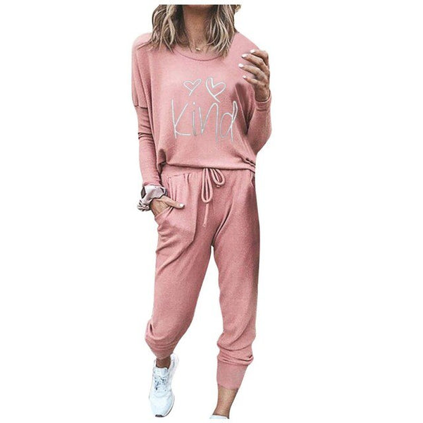 O-neck Solid Pullover Tracksuit