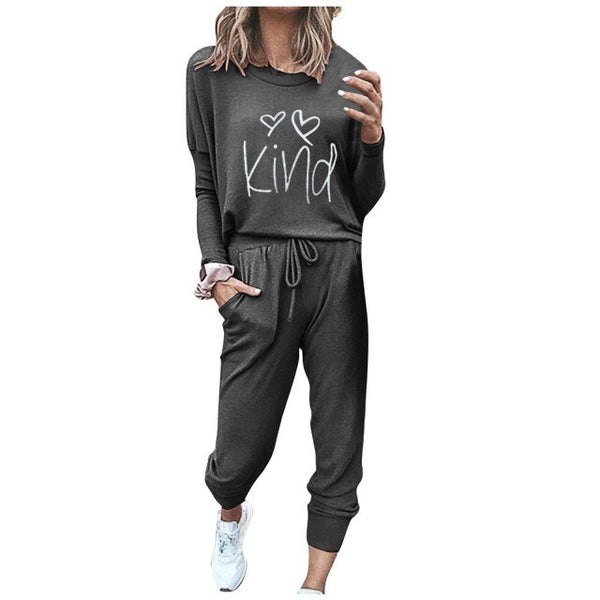 O-neck Solid Pullover Tracksuit