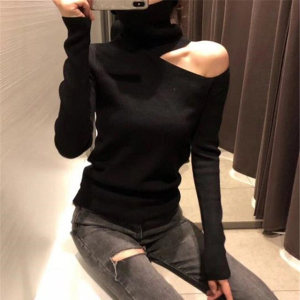 Off Shoulder Turtleneck Sweater