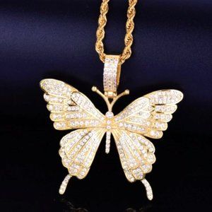 Gold Plated Butterfly Necklace Tennis Chain