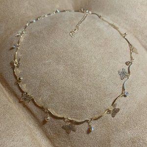 Sparkling Gold Butterfly Choker