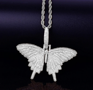 Silver Butterfly Cuban Chain